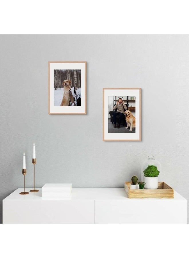 Arabest Set of 2 Certificate Picture Frame, Wood Picture Frame with Mount, A3 Poster Frame with Plexi Glass for Wall Mounting Display, 29.7x42 cm (Beige) - Image 2
